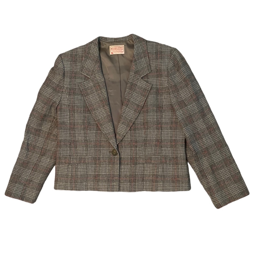 Vintage Pendleton 100% Wool Gray Blazer Petite Size 14